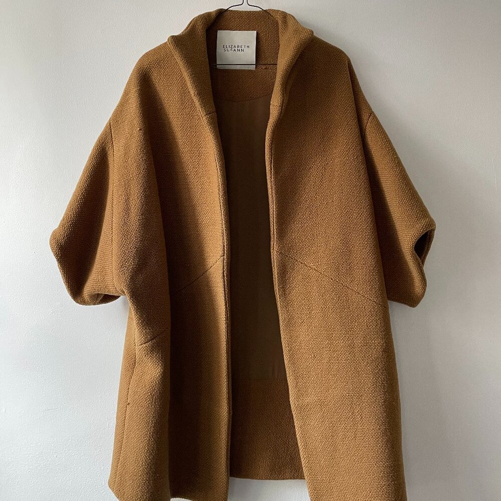 Elizabeth Suzann Cocoon Coat in Heavy Basketweave Wool - Camel / OS MINUS